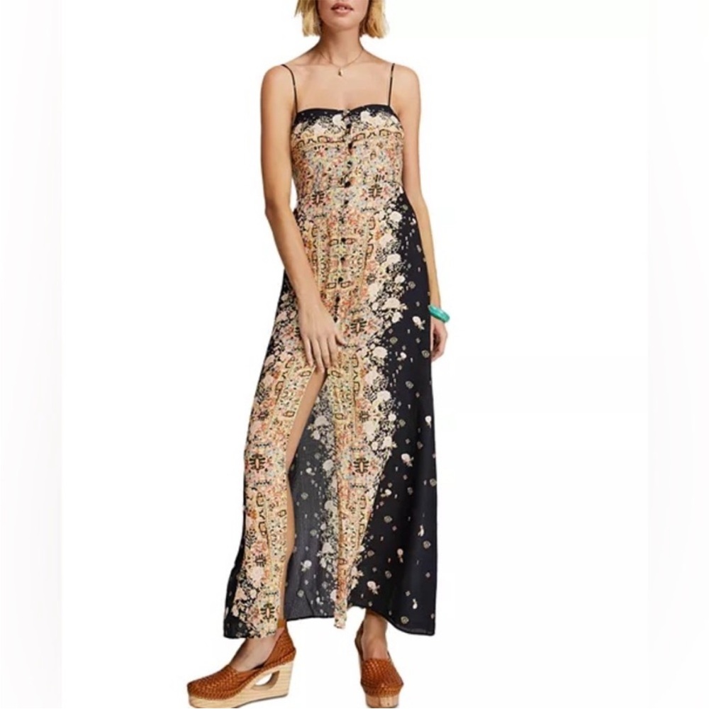 Free People Morning Song Maxi Dress in Black Combo, Size XSmall, NWT